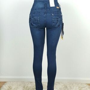 Womens High Rise Skinny Jeans Blue Butt Lifting